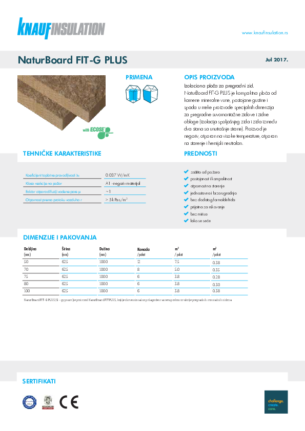 Tehnički list - NaturBoard FIT-G PLUS