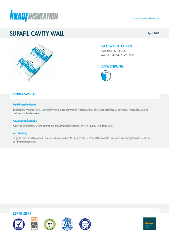 Datenblatt Supafil Cavity Wall