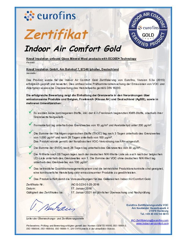 Eurofins Gold wełna szklana