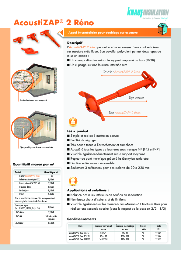 Acoustizap 2 Réno - Fiche technique - Produit
