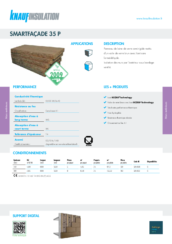 Smartfaçade 35 P - Fiche technique - Produit