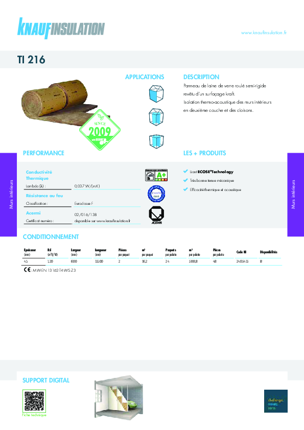TI 216 - Fiche technique - Produit