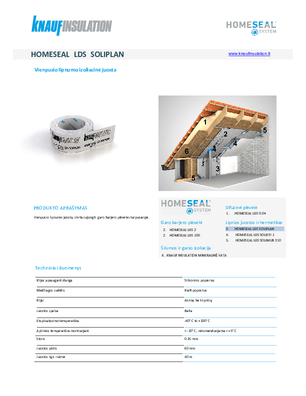 Homeseal LDS Soliplan Techninių duomenų lapas