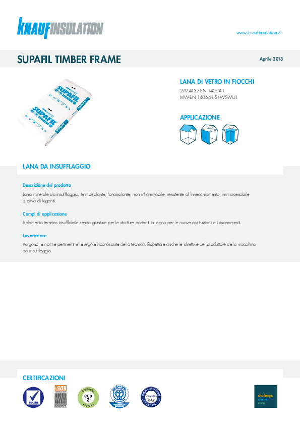 Scheda Tecnica Supafil Timber Frame