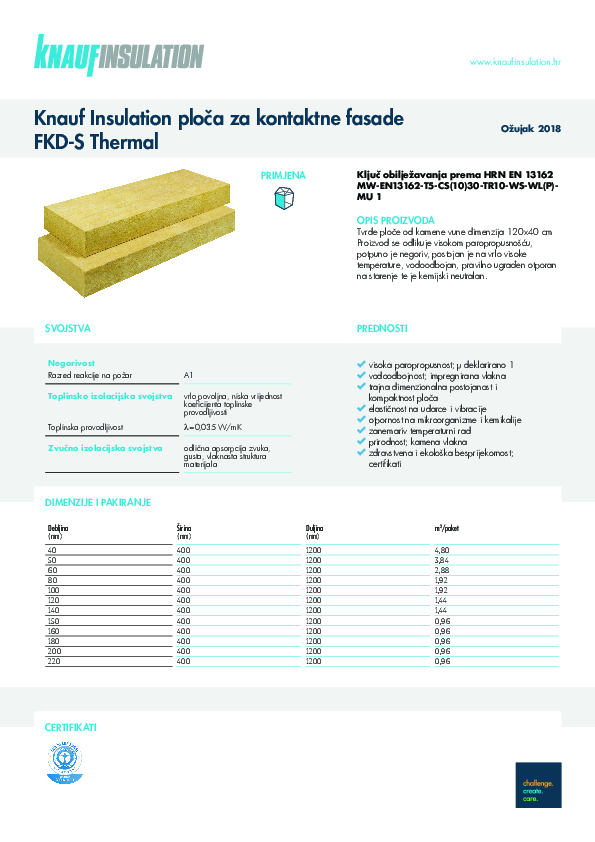 Knauf Insulation ploča za kontaktne fasade FKD-S Thermal