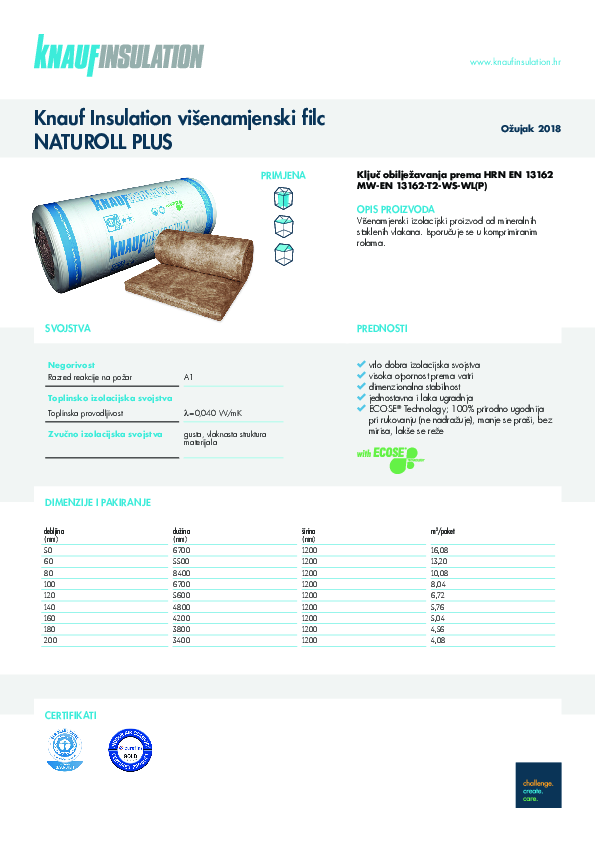 Knauf Insulation višenamjenski filc NatuRoll Plus