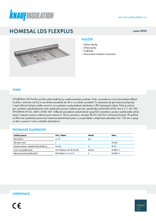 Technický list HOMESEAL LDS FlexPlus