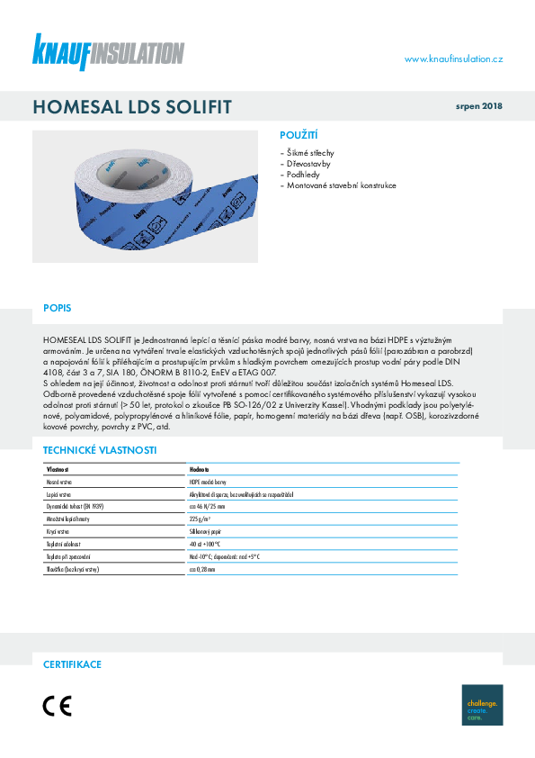 Technický list HOMESEAL LDS Solifit