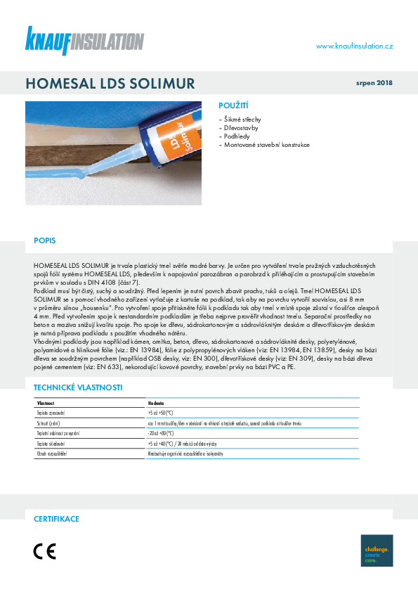 Technický list HOMESEAL LDS Solimur