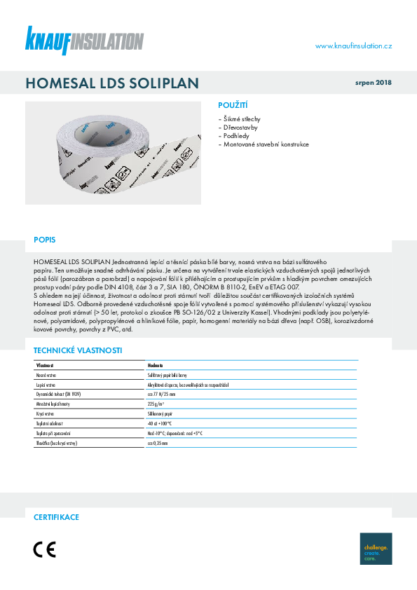 Technický list HOMESEAL LDS Soliplan