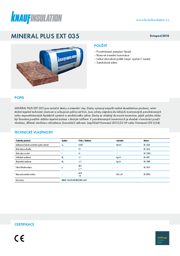 Technický list Mineral Plus EXT 035