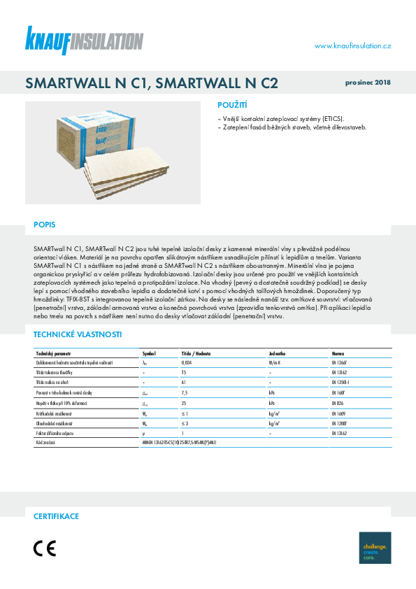 Technický list SMARTwall N C1