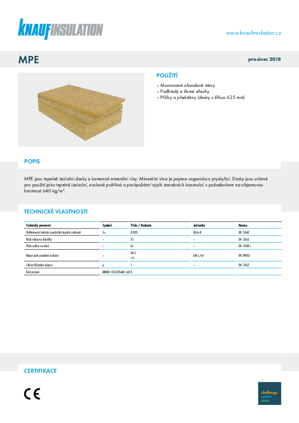 Technický list MPE