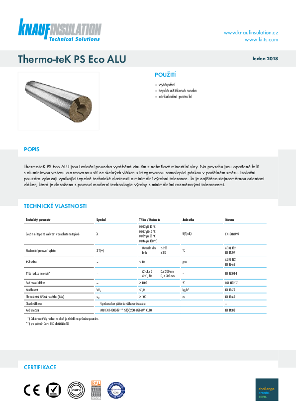 Technický list THERMO-TEK PS ECO ALU