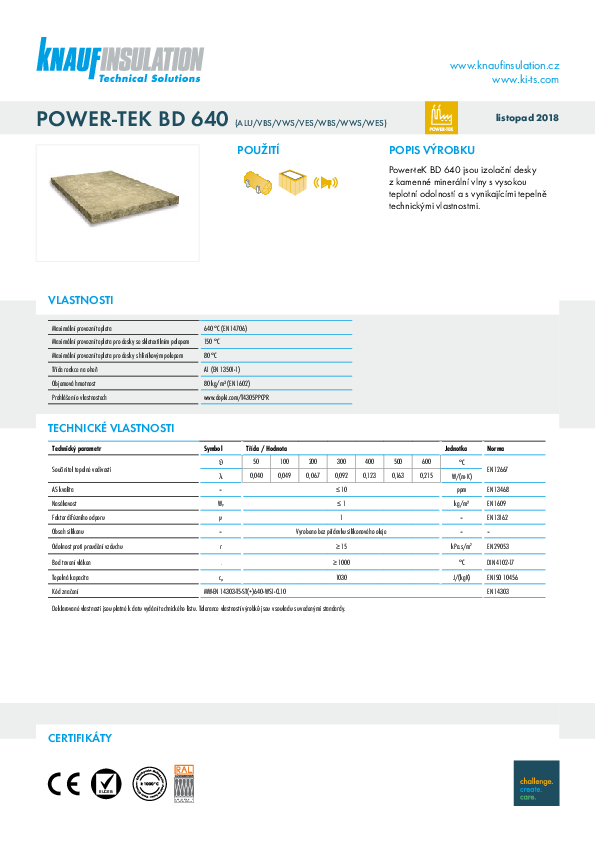 Technický list POWER-TEK BD 640