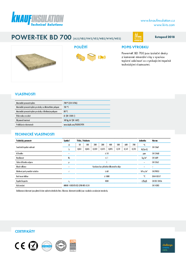 Technický list POWER-TEK BD 700