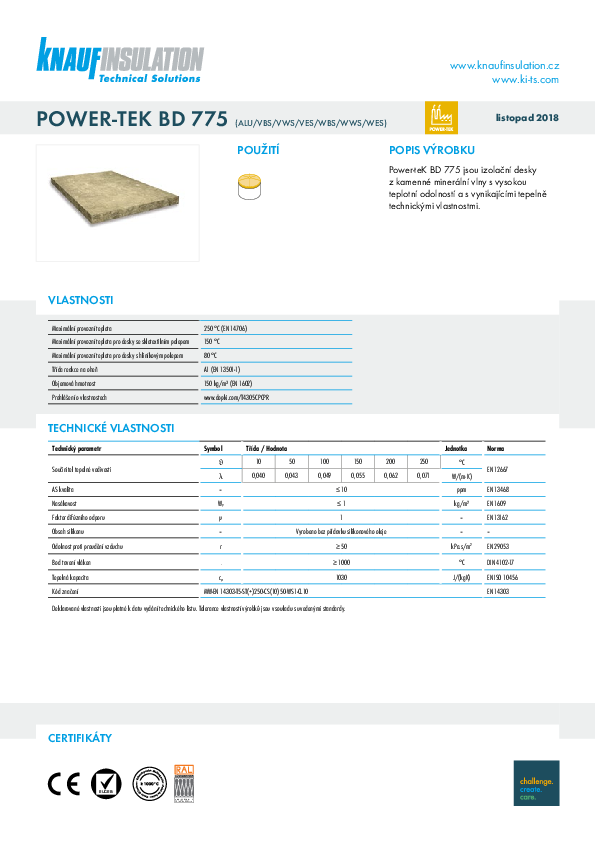 Technický list Power-teK BD 775