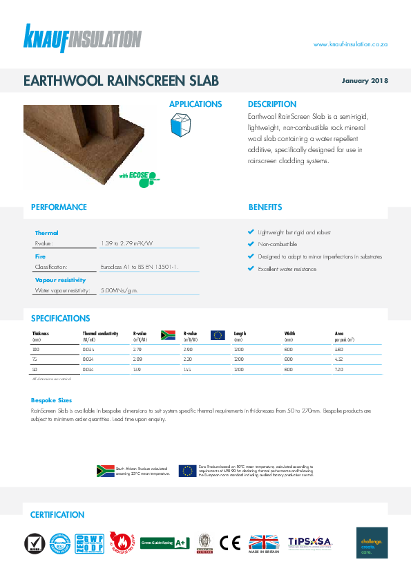 Rainscreen Slab - Product Datasheet