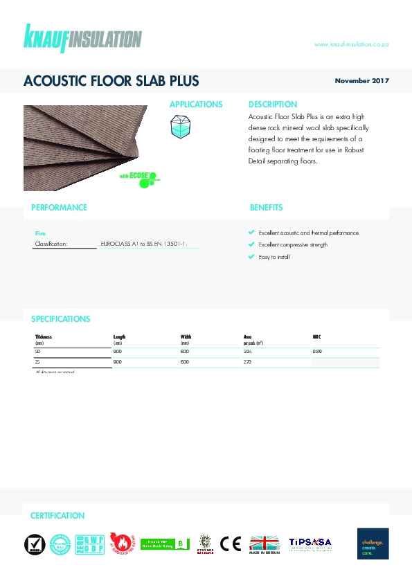 Acoustic Floor Slab - Product Datasheet