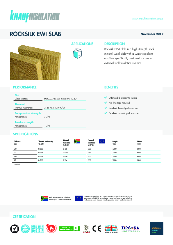 External Wall Slab Insulation - Product Datasheet