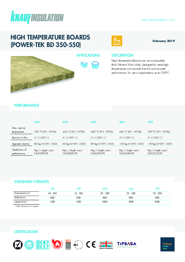 High Temperature Boards - Product Datasheet