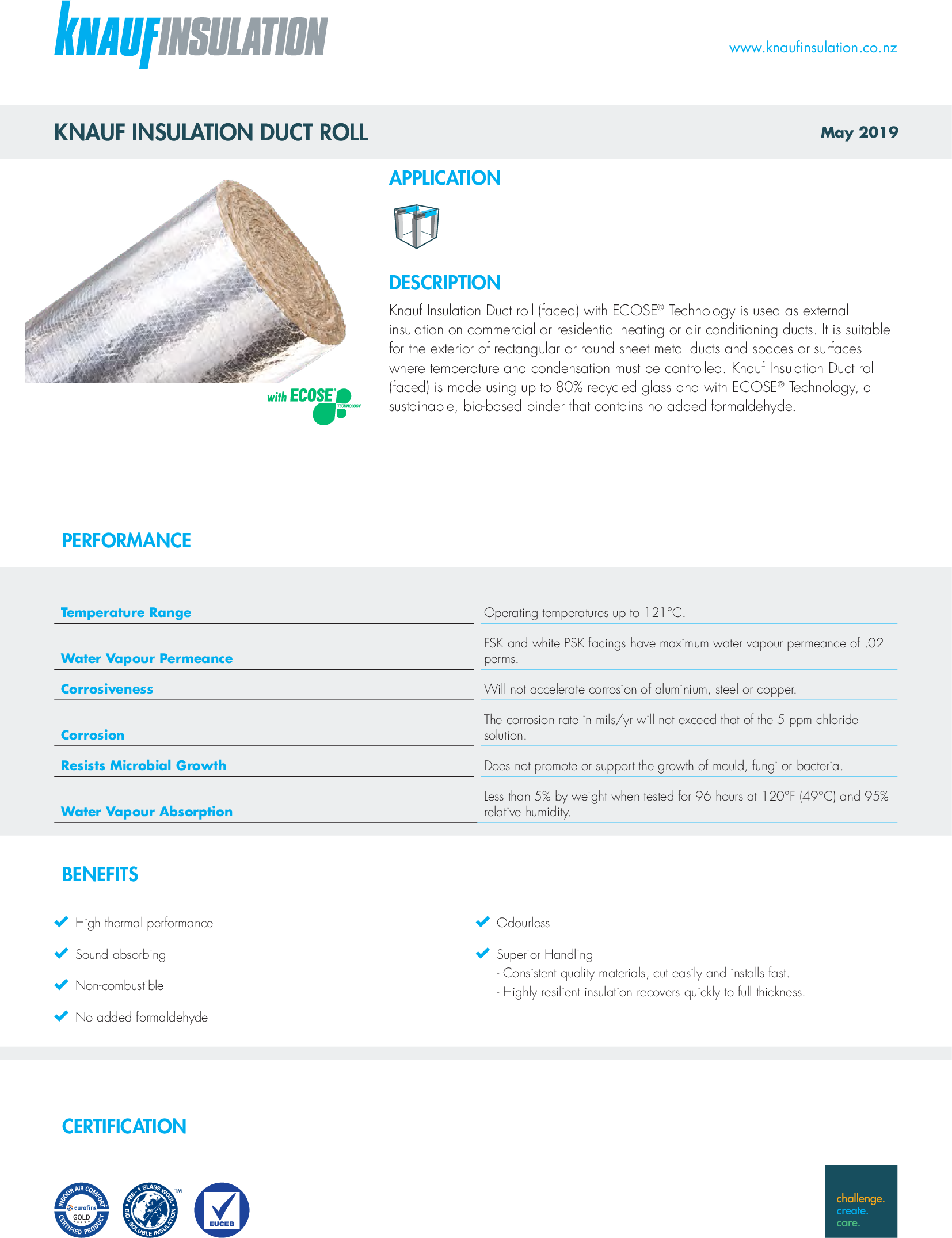 Knauf Insulation Climacoustic ductwrap datasheet