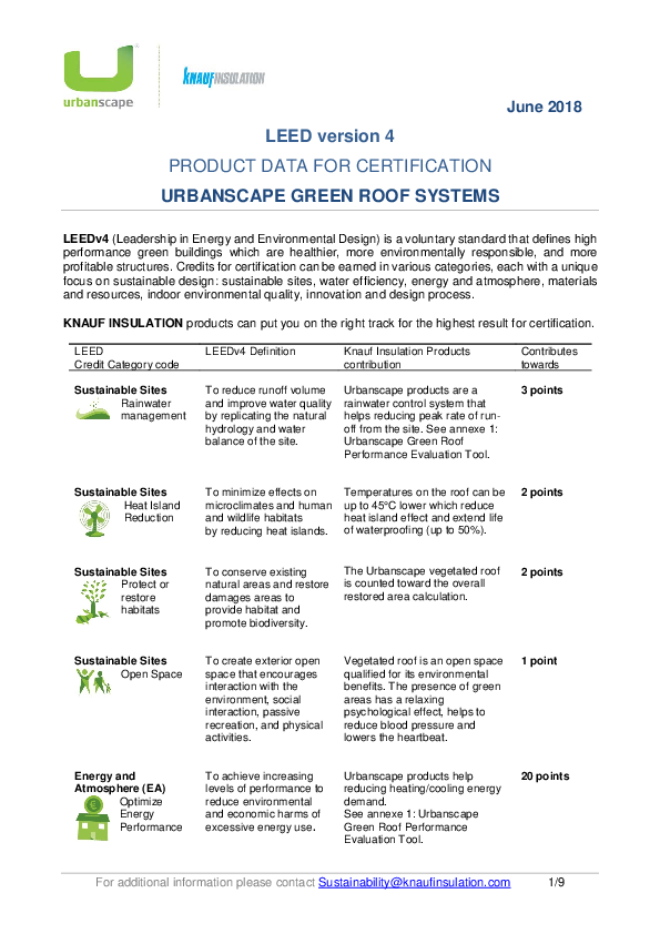 LEED v4.1 compliance Urbanscape Green Roof