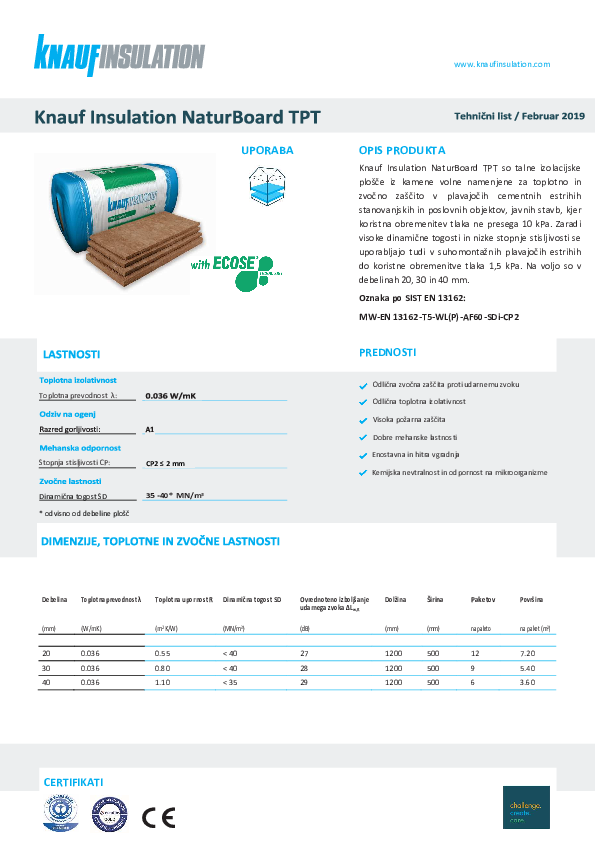 Tehnični list - NaturBoard TPT