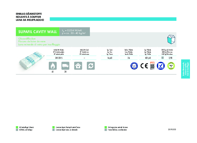 SUPAFIL CAVITY WALL Liste de prix