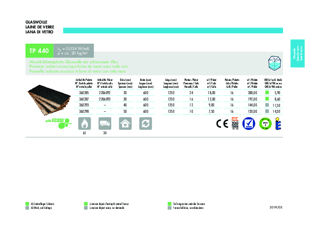 TP 440 Liste de prix