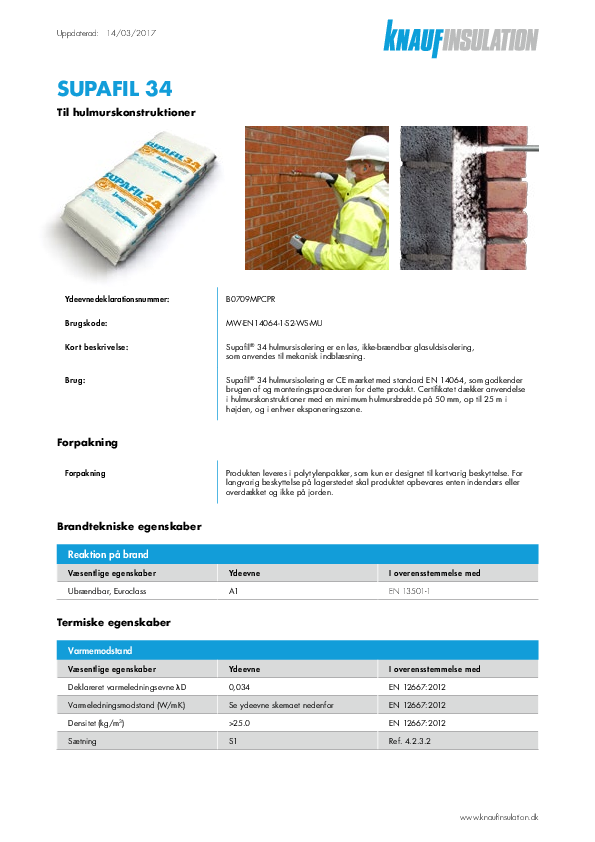 Produktdatablad Supafil 34