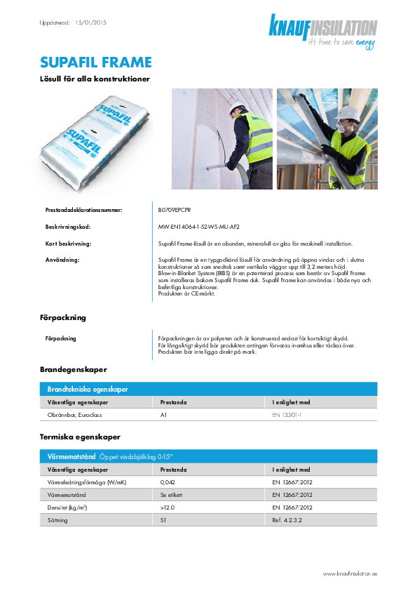 Produktdatablad Supafil Frame