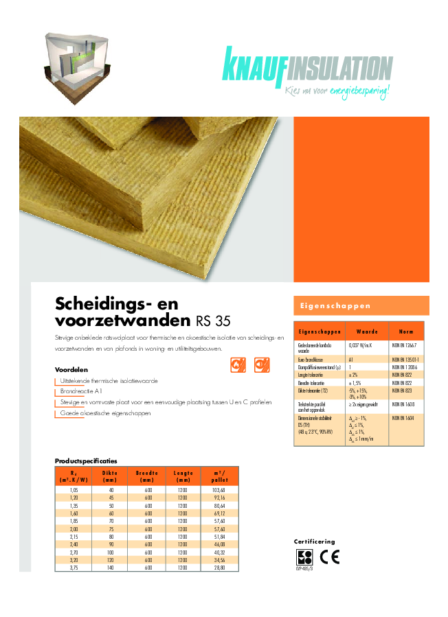 Rocksilk - Universal Slab 35 - Technische fiche - Product