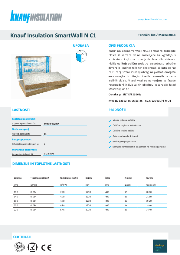 Tehnični list - SmartWall N C1